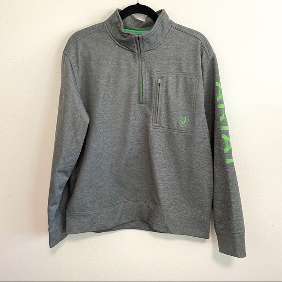 Ariat Other - ARIAT Men's Team Logo 1/4 Zip Pullover Green Grey M